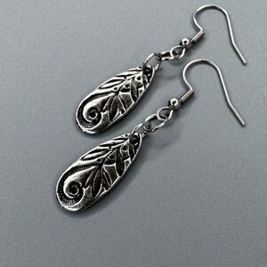 Hand Crafted Sterling Silver Leaf Charm Earrings & Hypoallergenic Earring Wires